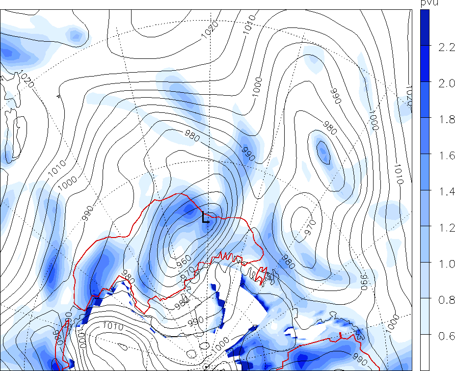 hpa. und die Ursprungsregion liegt wieder nordöstlich des Zentrums der betrachteten Zyklone (nicht dargestellt).