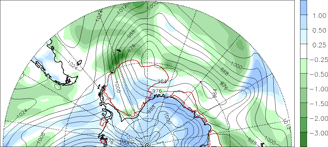 5. Antarktische Abwinde und die Entstehung von Mesozyklonen 61 14.06.1998 12UTC 14.06.1998 12UTC Abbildung 5.9: Links: sensibler Wärmefluss. Rechts: ähnliche Darstellung wie in Abbildung 5.8. Statt der potentiellen Vorticity in pvu auf 850hPa ist diese jedoch auf der 310K - Isentropen gezeigt.