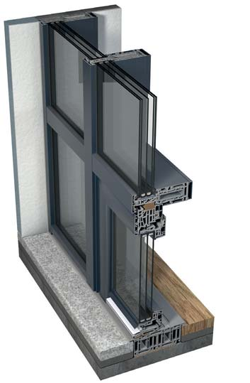 Auf diese Weise sind auch Fenstertüren mit flacher Schwelle in Ihre Fensterwand einbaubar.