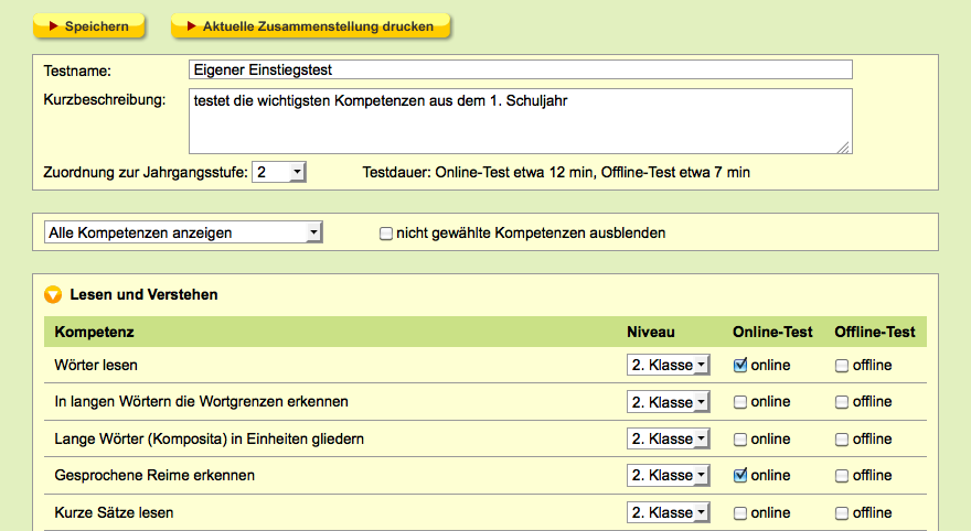 5.5 Test-Optionen bearbeiten Unter Test-Optionen können Sie bestimmen, ob die Kinder nach jeder Aufgabe dazu aufgefordert werden, ihre Lösung zu überprüfen.