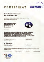 Therefore M&S fulfils verifiable all requirements of the quality management system and has the competence to manufacture products which fulfil the customers and the authorities requirements.