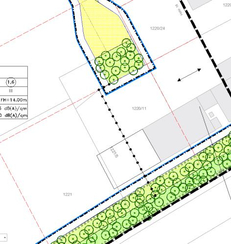 Änderung BBP Nr.6 Die Grünfläche wie in Abbildung 2 dargestellt weist eine Fläche von 1.922,3 m² auf und wird in Abstimmung mit dem Landratsamt an den westlichen Rand des Plangebietes verlagert.