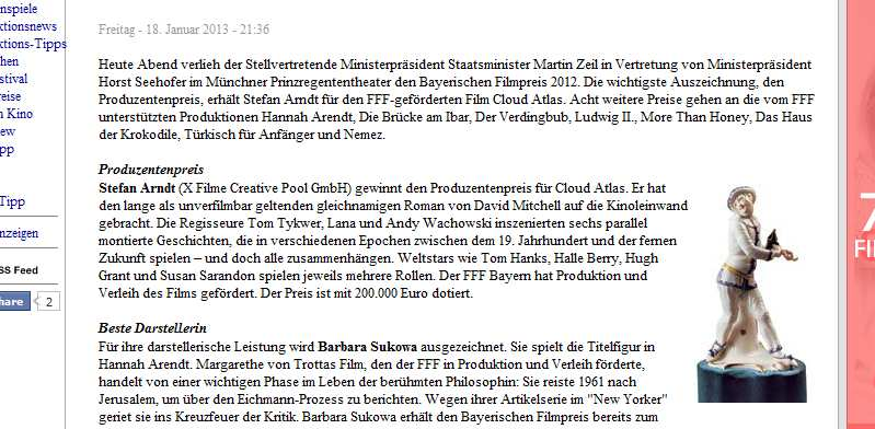 Subject: Bayerischer Filmpreis Source: Filmzeitung.