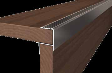 Durch die Profilierung an der Oberseite ist eine Rutschsicherheit gegeben und kann dadurch auch für Treppenstufen verwendet werden. Produkt Abschlussschiene Aluminium bronze eloxiert Art.- HB.