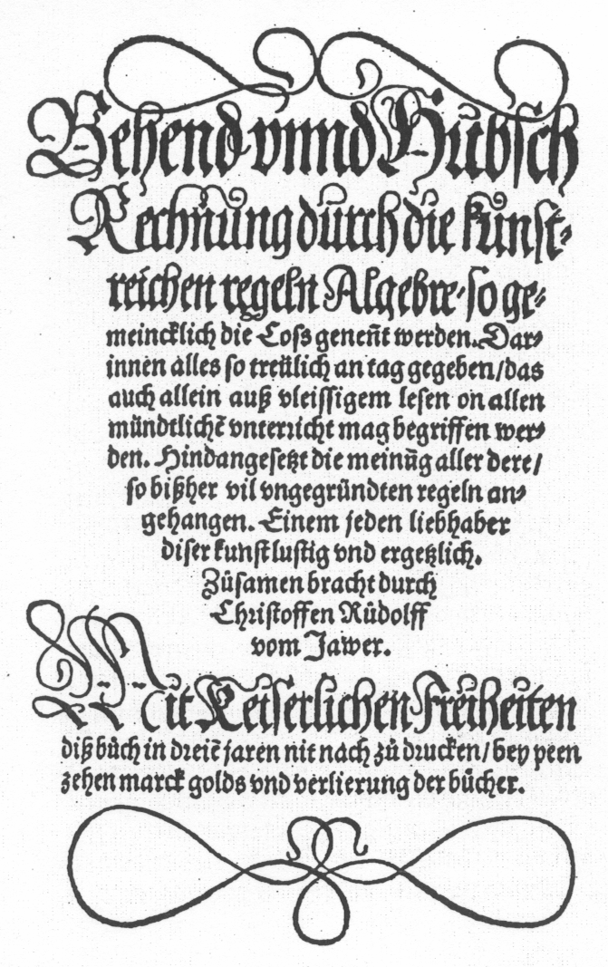 4.1 Christoff Rudolff * ~1475/1500 Jauer (Schlesien) + vor 1543 Wien zweite Wiener math.