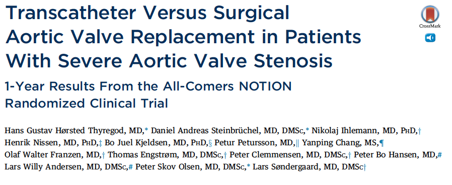 NOTION Studie UNIVERSITÄTSKLINIKUM 1:1 randomization n=280 patients >70 y, severe symptomatic aortic stenosis w/o