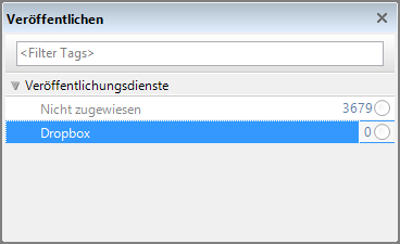 erstellten Dropbox Eintrag. Schließen Sie dieses Fenster mit Klick auf das Kreuz rechts oben.