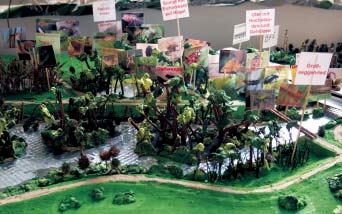 Grüne Inseln für Jung und Alt Stadtökologisches Modellprojekt mit vielen Facetten BUND-PROJEKT Modell des Parks links der Weser, nachgebaut von Kindern der Grundschule Grolland. Foto: J.