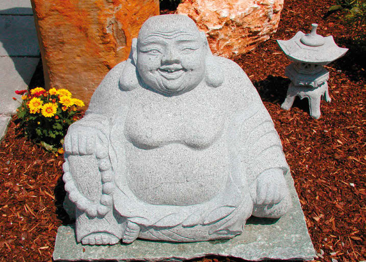 8045 Höhe 30-35 cm 8046 Höhe 40-45 cm 8064 Gams mit Kitz aus Granit grauer Granit, Höhe 110 cm, Länge 75 cm 8224 Buddha lachend,