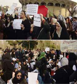 In Teheran versammelten sich Frauen in den Straßen und auf verschiedenen Plätzen, wie dem Universitätspark, dem Revolution Square und dem Park-e-Lale, und skandierten: "Nieder mit der Diktatur, lang