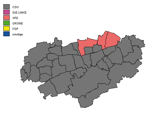 Wahlkreis 31 Weimar I/Weimarer Land II Die Landtagswahl 2009 im Wahlkreis Weimar I/Weimarer Land II Gewinnerpartei (Erststimme) nach Gemeinden *) CDU DIE LINKE SPD GRÜNE FDP sonstige Wahlergebnisse