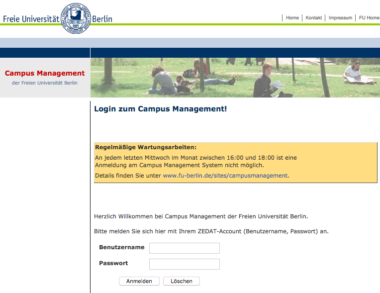 Campus Management (CM) Login-Page: www.ecampus.