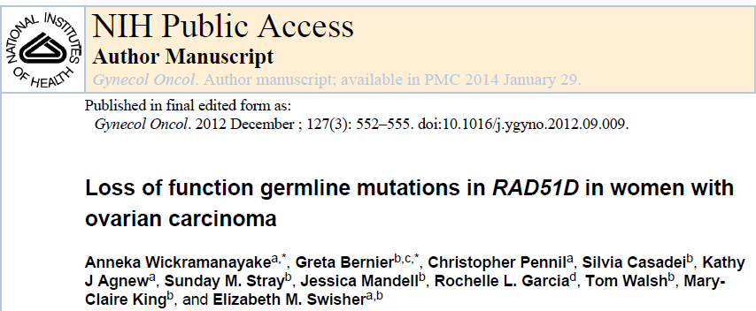 Genes & OC n=360 24% germline loss-of-function