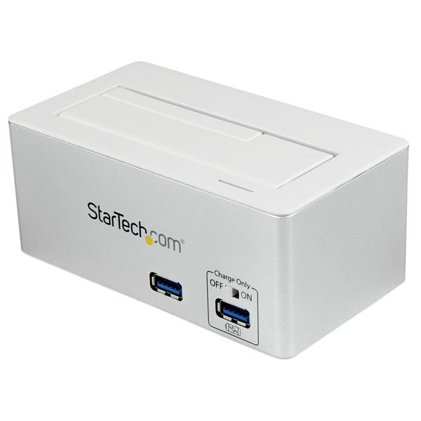 USB 3.0 auf SATA / SSD Dockingstation mit integriertem USB Schnelllade-Hub und UASP- Unterstützung für SATA 6 GB/s - Weiß Product ID: SDOCKU33HW Mit dem USB 3.