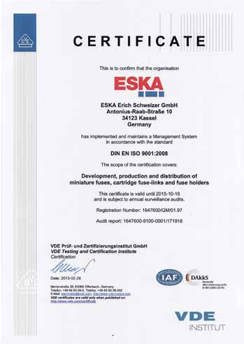 Wir sind zertifiziert nach DIN EN ISO 9001:2008 We are certified by