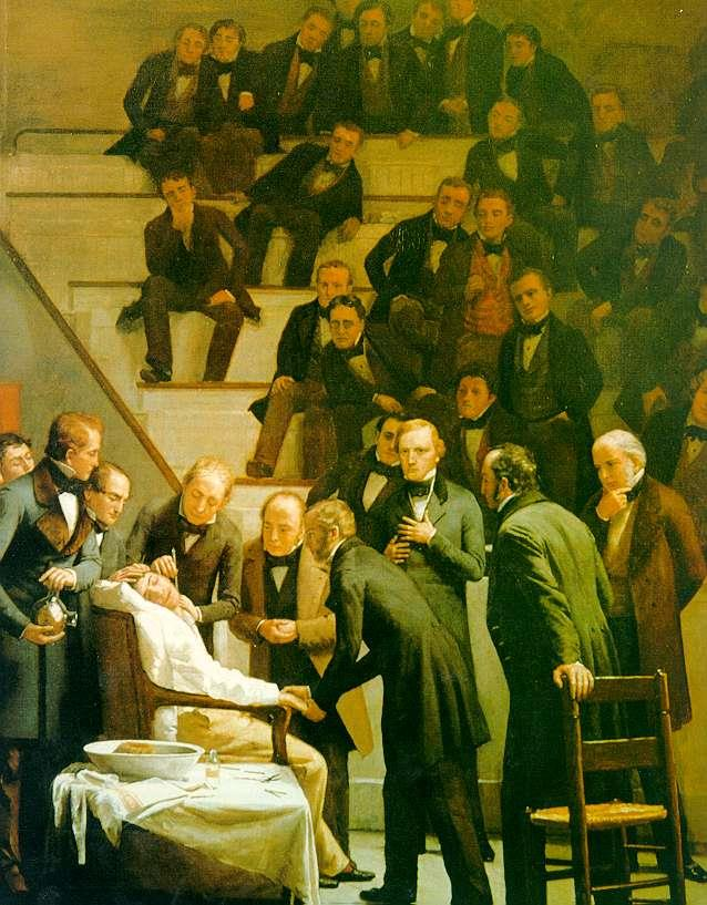 Historische Überblick der Chirurgie Anästhesie 1844 Horace Wells - Lachgas 1905.