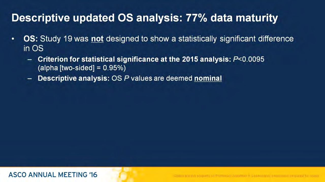 Descriptive updated OS analysis: 77% data maturity