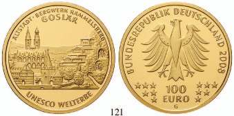 77,75 g fein. J.493. 121 100 Euro 2008, nach unserer Wahl, D-J. UNESCO- Weltkulturerbe.
