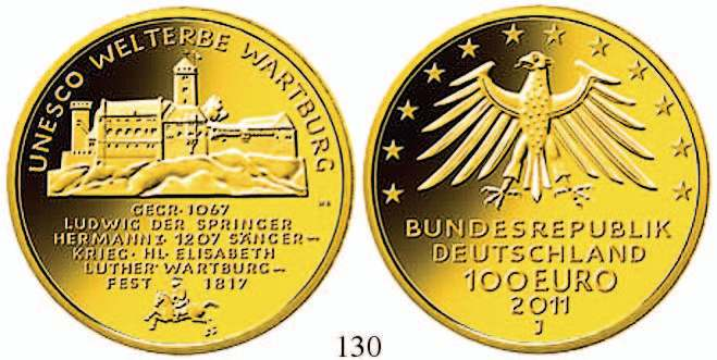 Römische Baudenkmäler, Dom und Liebfrauenkirche in Trier. Komplettsatz von 5 Stück. Gold. 77,75 g fein. J.547.