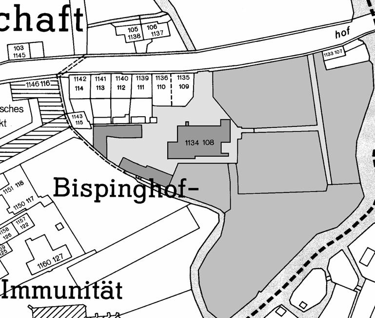 5.4.2.17 Die Stadthöfe: v. Kerckerinck zu Borg (beim Bispinghof) 839 Abbildung 5.98: Lage des Stadthofs der Familie v. Kerckerinck zu Borg, Bispinghof 3 (Zustand 1789/93).