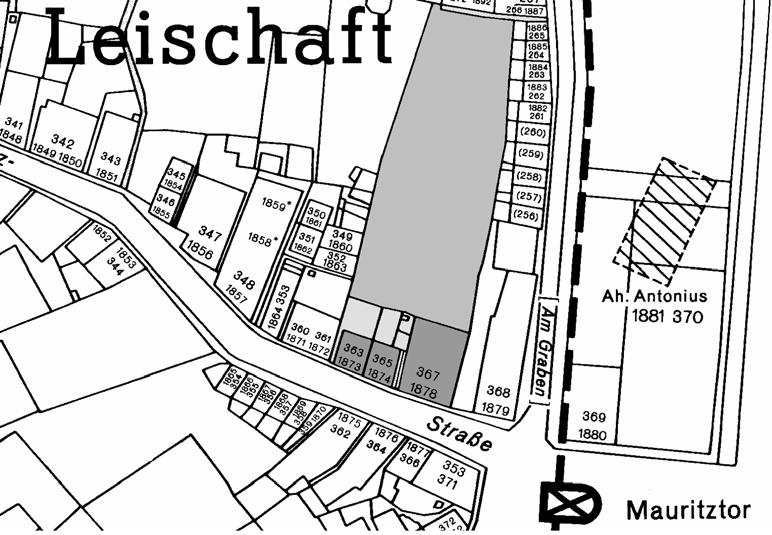 5.4.2.19 Die Stadthöfe: v. Ketteler zu Harkotten (Mauritzstraße) 859 Abbildung 5.109: Lage des Stadthofs der Familie v. Ketteler zu Harkotten, Mauritzstraße 23.