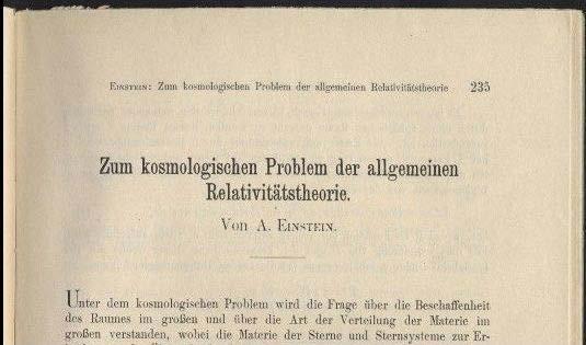 Originalpublikation Einstein, Albert: Zum kosmologischen Problem der allgemeinen Relativitätstheorie.