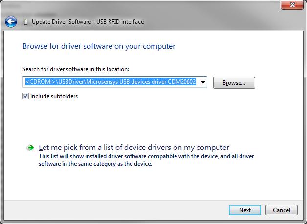 Manual driver installation / Manuelle Treiberinstallation USB device drivers may be installed from local sources or from microsensys download area as well.