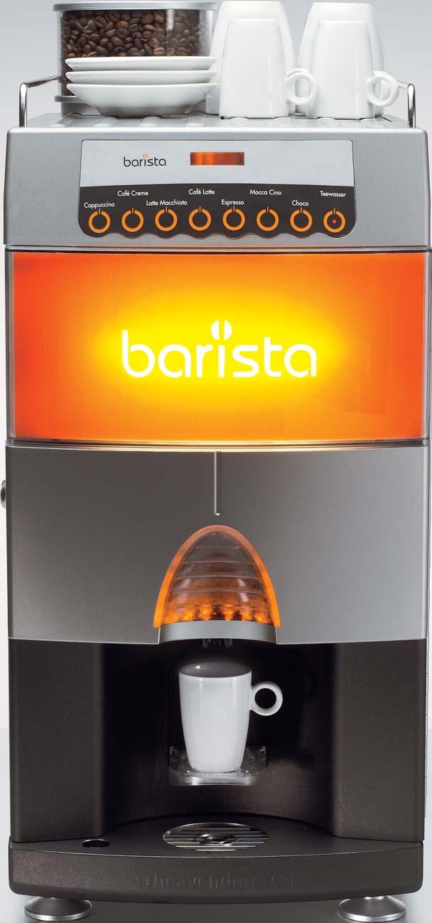 barista easy - more - trendy Die Spezialitätenzubereitung in einem Arbeitsgang auf Knopfdruck. Einfaches Befüllen und Reinigen. Alles oben Praktische Tassenablage.