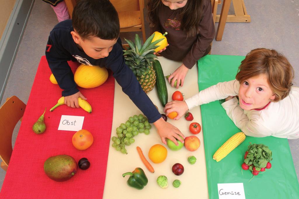 SPIEL 2 OBST UND GEMÜSE UNTERSCHEIDEN ZIEL Die Kinder lernen, Obst und Gemüse zu unterscheiden und lernen verschiedene Sorten kennen.