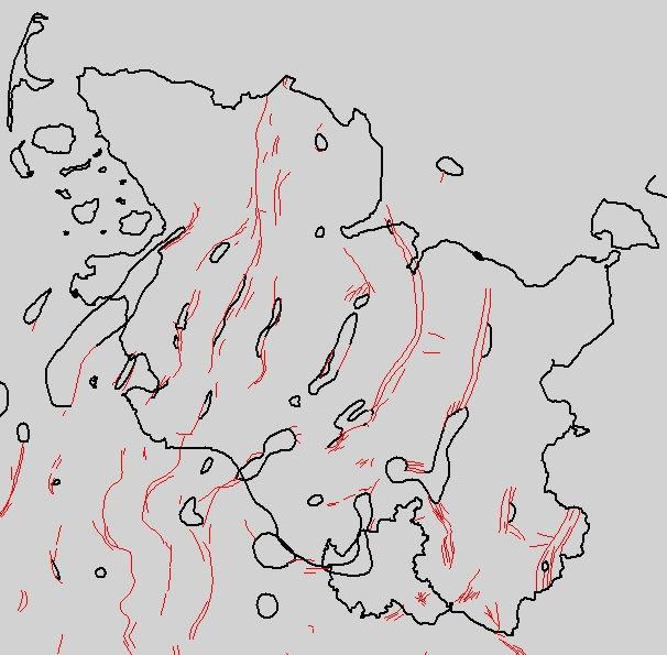 N 25 km Abb. I.3.10.a: Salzstrukturen und tektonische Störungen an der Basis Ober Paleozän/Unter Eozän (Quelle: Geotektonischer Atlas von NW-Deutschland, 1996) [ ] [ ] Abb.