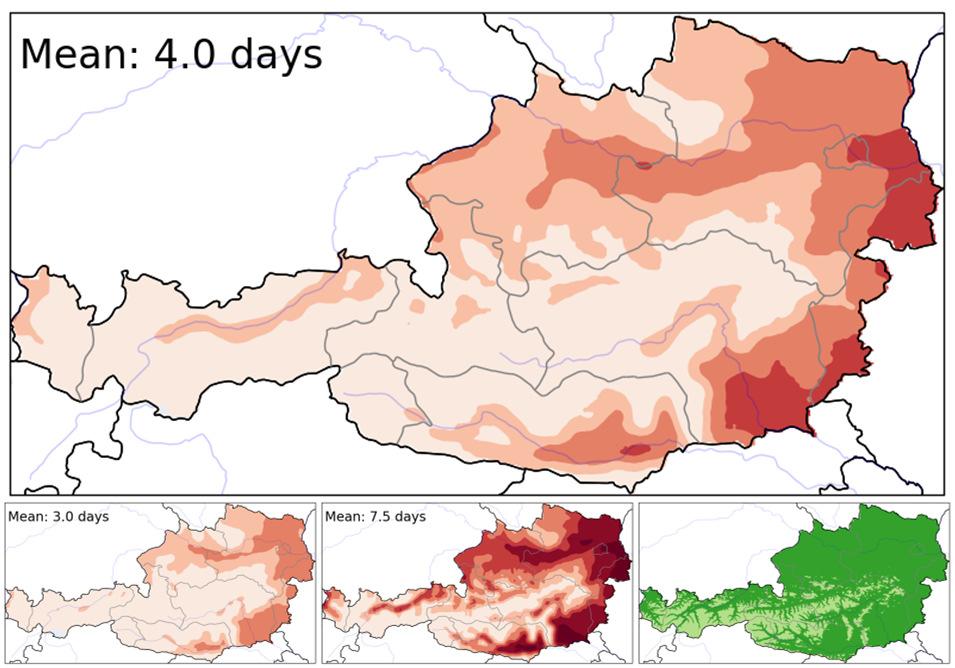 Änderung der Hitzetage (Jahr) - Österreich