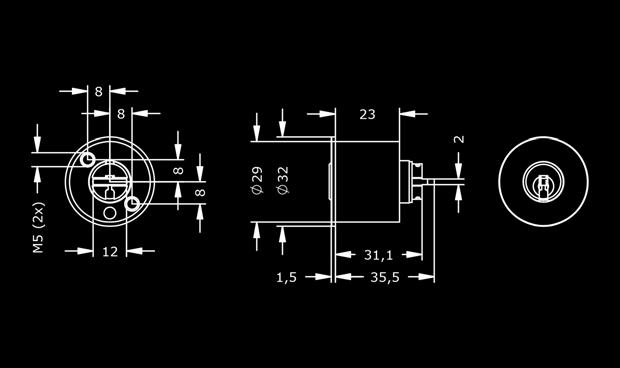 ICS-Schalterzylinder AZ29-S.EDP Ansicht außen Produktbeschreibung Der ICS-Schalterzylinder AZ29-S.EDP ist für den Einsatz in unterschiedlichen Aufzugssteuerungen geeignet.