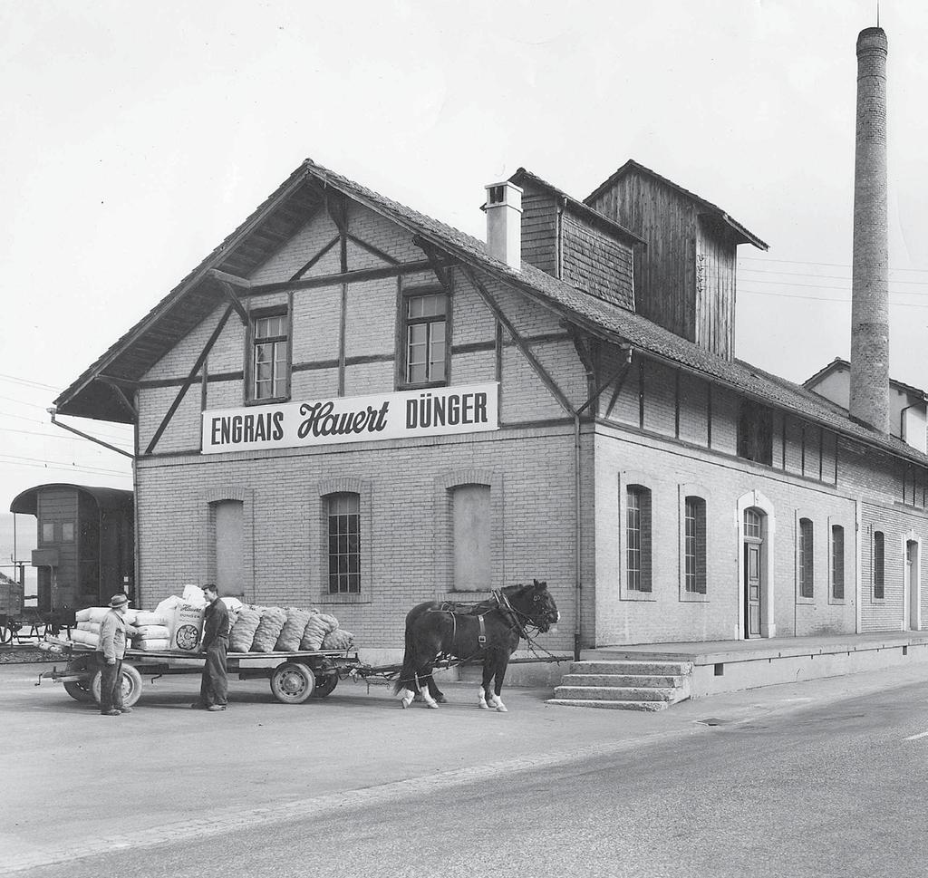 Der Dünger. Entwicklung des Unternehmens und Etablierung der Marke Philipp Hauert, Geschäftsführer der Hauert HBG Dünger AG Die Düngerfabrik, um 1960.