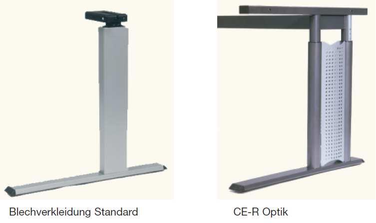Blechverkleidung optional einfache gerade Form oder CE-R Optik Lochblech mit zusätzlichen Säulen Stahl pulverbeschichtet nach RAL Garnitur pro Tischgestell VPE = Garnitur Art.-Nr.