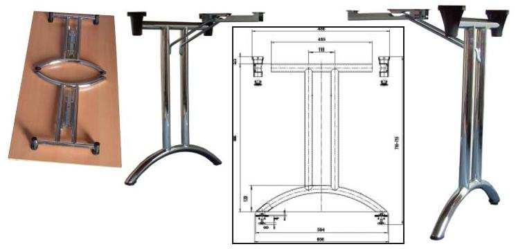 Klapptischgestell Modell Typ D Stabiles Tischgestell zum Einklappen, komplett mit Befestigungsschrauben Höhe einstellbar 710 715 mm Geeignet für Plattenbreite ab 1250 mm und Plattentiefe ab 650 mm