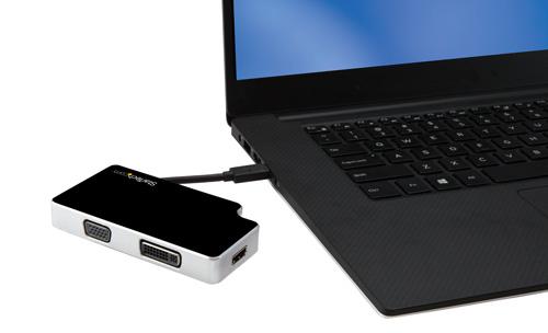 Elegante Konnektivität für Ihren USB-C-Laptop Dieser Reiseadapter wird mit einem integrierten schwarzen USB-C-Kabel geliefert und funktioniert ausgezeichnet mit Ihrem Dell XPS, MacBook und jedem