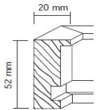 Holz-Distanzwechselrahmen Profil Premium 20/52 - Ahorn- oder Buchenholz in roh, lasiert oder lackiert Sichtkante: 20 mm 52 mm Falzmaß in cm NG RG AG Ae Umfang NG RG AG Ae Ahornholz 21,0 x 29,7 (A4)