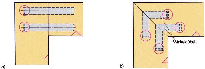 Die Sprossenhölzer werden kreuz weise überblattet und erhalten in Abstimmung mit dem umlaufenden Rahmen dessen Falz- und Faseprofil (.38a, b).