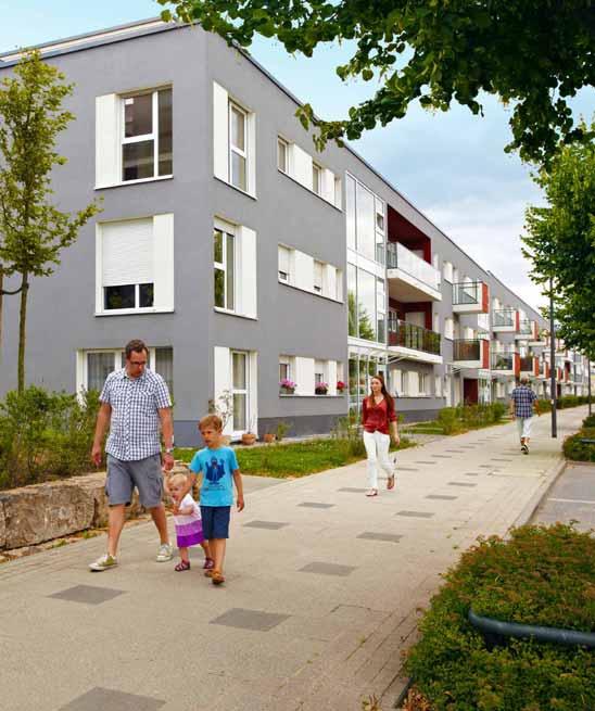 Architektur zum Wohnen, Leben und Wohlfühlen. Die städtebauliche Gesamtkonzeption bildet den Rahmen für gute Architektur und Landschaftsplanung. Quartiere schaffen überschaubare Nachbarschaften.