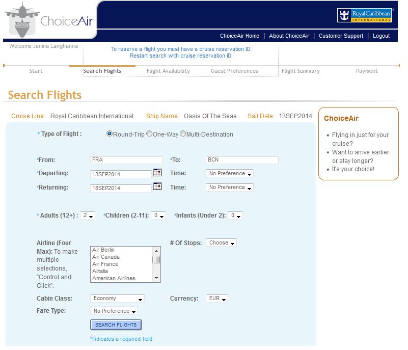 Verschiedene Auswahlmöglichkeiten: Fluggesellschaft Flüge mit Stops oder Nonstop Kategorie der Flugklasse