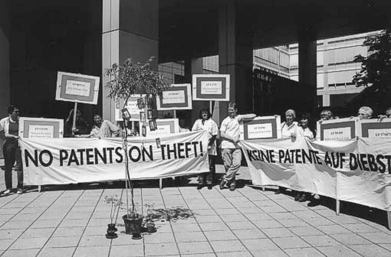 Protest gegen Fungizid-Patent.