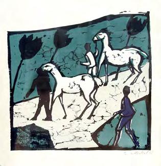 Mindestgebot: 90 29 Heckel, Erich (1883-1970) >Weiße Pferde< 1912 Mehrfarbige Serigrafie