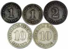 Jae. 8. ss-vz 50,- 1034 50 Pfennig 1898 A. Jae. 15. ss-vz 100,- Abbildung auf 75% verkleinert! 1039 LOT von 16 Münzen. +19% Enthält 4 Stück 5 Mark (Jae. 46, 104, 114 2 St.), 6 Stück 3 Mark (Jae.
