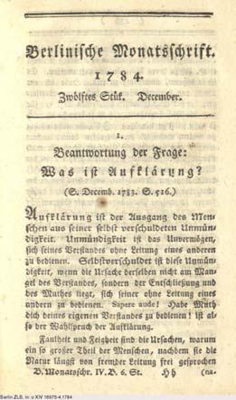 Der Beginn Kant, Immanuel (1784)