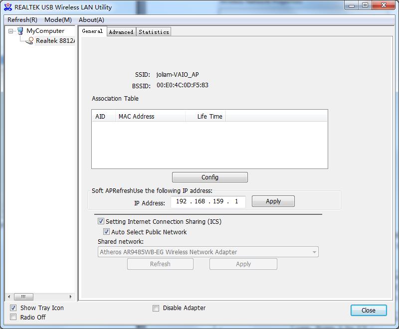 3.1.1. SSID und Kanal konfigurieren Zum Konfigurieren des Software-AP klicken