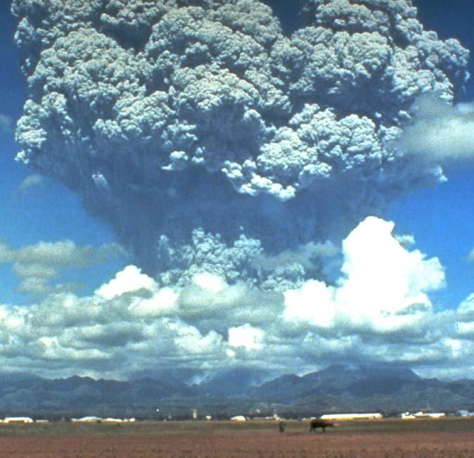 Klimafaktor Vulkanismus Explosive Vulkanausbrüche schleudern Gase u. Partikel bis in die Stratosphäre (ca. 10-50 km Höhe).