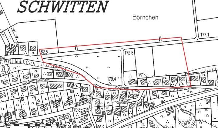 Erschließungsmaßnahme Vogelrute 2 LAGE DES UNTERSUCHUNGSGEBIETES Das Untersuchungsgebiet befindet sich im Ortsteil Schwitten von Menden, zwischen der Vogelrute im