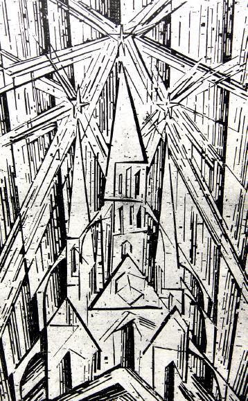 Lionel Feininger, Titelholzschnitt zum Bauhausprogramm, Kathedrale, 1919 Gropius