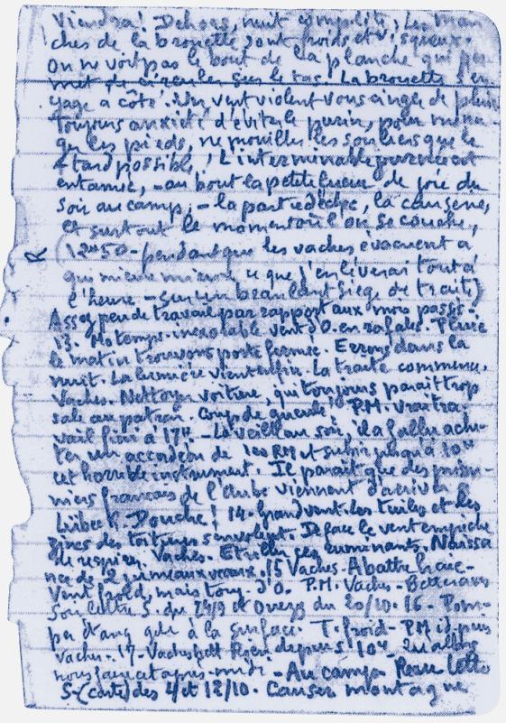 Quelle: Zeitzeugenaussagen (Ernest Lion) Tagebuchaufzeichnungen eines französischen Kriegsgefangenen.