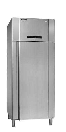 TWIN - Gastronorm-Schränke 2/1 quer TWIN M 600 CXG T 4S - Kühlschrank 866010101 (A) Tür mit Schloss, selbstschließend, Fußpedal zum Öffnen der Tür; 4 Edelstahl-Roste; Trockenkühlfunktion;
